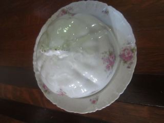 Antique Porcelain Round Covered Butter Dish with strainer M.  L.  Austria 2