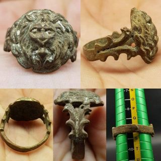 Old Unique Wild Lion Head Face Stunning Ring 22