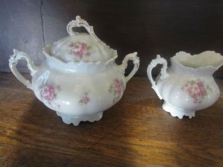 Antique Porcelain Creamer & Covered Sugar M.  L.  Austria