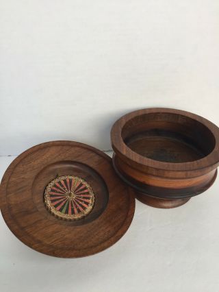 Vintage Hidden Wooden Roulette Wheel Game Dish Tureen Lathe Turned Round Box