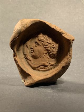 Ancient Roman Ceramic Seal Bulla Stamp Depicting Left Bust Head Circa 250 - 350ad