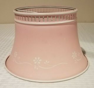Vintage Toleware Pink Lamp Shade With White Flower Design