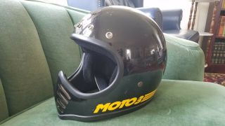 Vintage Black Bell Moto Star 3 Motorcycle Bmx Motocross Helmet 1980 Size 7 56cm