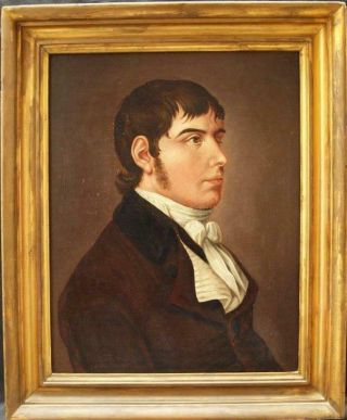 Fine Early 19th Century Portrait Young Gentleman Antique Oil Painting
