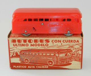 Vintage Rare Nosco Bus Greyhound Wind Up Toy Car Made In Mexico 50 