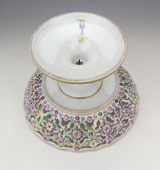 Antique Meissen - Helena Wolfsohn Porcelain - Hand Painted & Pierced Comport 6