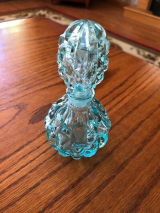 Small Light Blue Glass Decanter/bottle With Lid