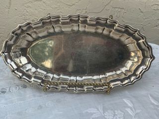 Vintage Frank Smith Chippendale 12.  5 " Sterling Silver Oval Dish 305 Gr