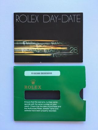 Vintage Rare 1980 Rolex Day Date 18038 Booklet,  Sleeve