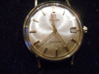 SOLID 14k Gold Vintage Men ' s Omega Seamaster Automatic Watch W/Calendar Runs 2