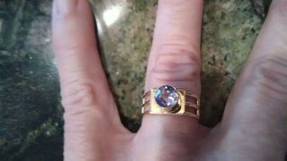 Vintage Modern 14k Yellow Gold Tanzinite Open Triple Band Solitaire Ring Size 6