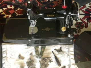 Antique Singer 221k Featherweight Sewing Machine.  Pedal Attachments 1 Owner
