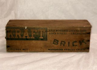 Antique Vintage Kraft BRICK Cheese Box Wooden Wood Drawer 5 Pound 12” Chicago 2