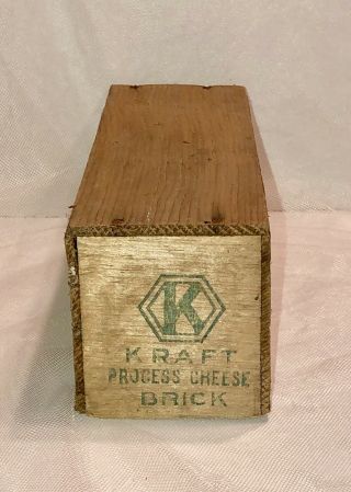 Antique Vintage Kraft BRICK Cheese Box Wooden Wood Drawer 5 Pound 12” Chicago 3