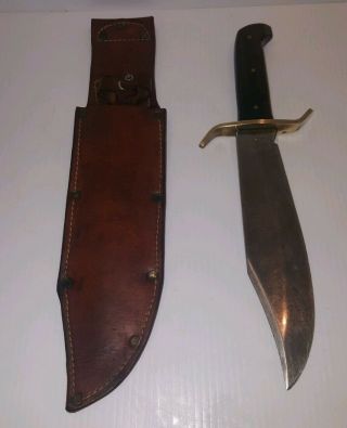 Vintage Western Bowie Knife And Sheath.  Pre W49.  Boulder,  Colorado Vietnam Era