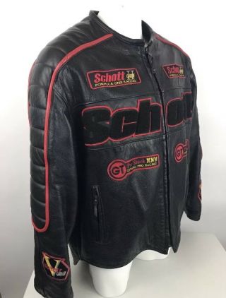 Vintage Schott Black Leather Jacket Formula One Racing F1 4X - Fits 2/3X (R1) 2