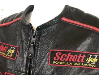 Vintage Schott Black Leather Jacket Formula One Racing F1 4X - Fits 2/3X (R1) 5