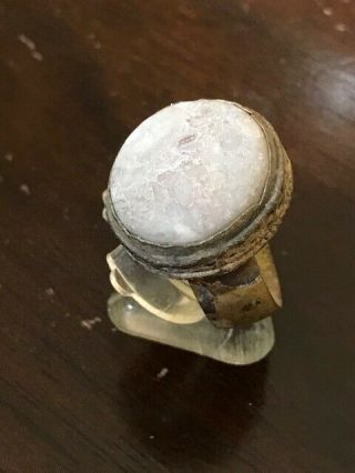 Antique Islamic spiritual 19AD similar to habhab stone old one bronze man ring10 5