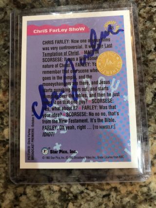 Chris Farley Hand Signed Star Pics Authenticated SNL Trading Card VERY RARE 6