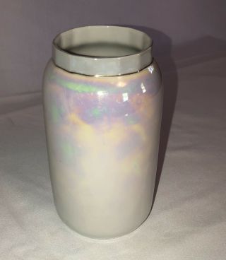Vintage German Porcelain Vase Iridescent Blue Lilac Lusterware Made In Germany