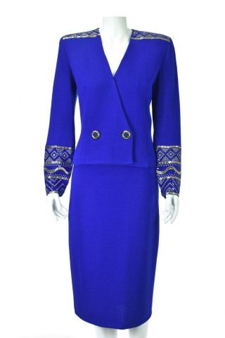 St.  John Vintage Royal Blue Santana Knit 4 - Piece Ensemble Size 10