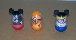Vintage Weebles Mickey Mouse,  Pluto,  Mousekteer Billy For 1976 Club House