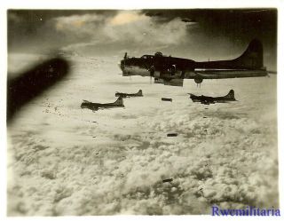 Org.  Photo: Aerial View B - 17 Bombers Dropping Their Bombs Over Target