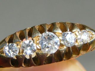 Antique - Early Victorian - 18ct Gold/mine Cut Diamond 5 Stone Ring - Sheffield - C1858