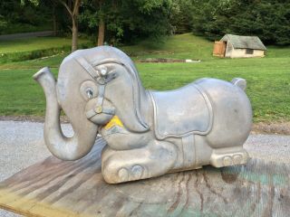 Vintage Cast Aluminum Metal Elephant Spring On Playground Ride