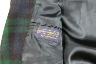 Rare VTG 90s Ralph Lauren Polo University Club Blackwatch Polo Coat Sz 38 USA 6