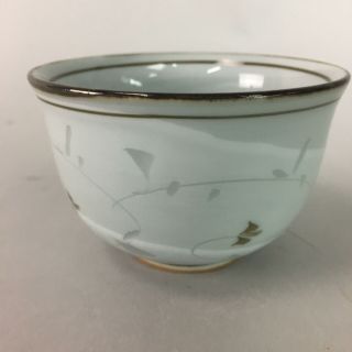 Japanese Arita Ware Porcelain Teacup Vtg Yunomi Floral Gray Signed Sencha Pt525
