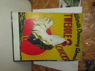 Tweedle Chicks Double Sided Crow About Vintage Tin Advertising Sign