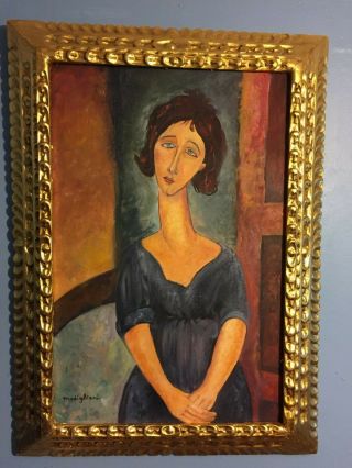 Amedeo Modigliani Italian Artist Oil On Canvas Signed & Framed Rare Painting