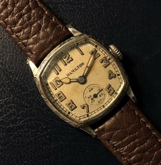 Vintage C.  1927 Hamilton Mens Cushion Wristwatch 987 Serviced