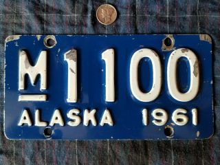 Rare 1961 Alaska Motorcycle License Plate Vintage Bike Tag 1100 4