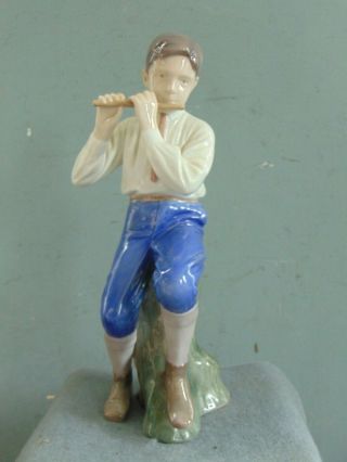 Vintage Bing & Grondahl - Copenhagen Porcelain Figurine - Boy Playing Flute