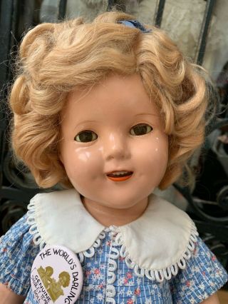 1934 Vintage Composition Ideal Shirley Temple Doll W/ Dress Pin