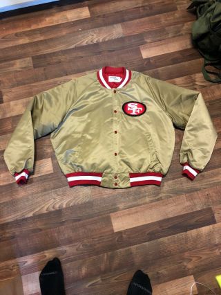 Sf San Francisco 49ers Men’s Chalk Line Satin Gold Jacket – Vintage Nfl Xxl