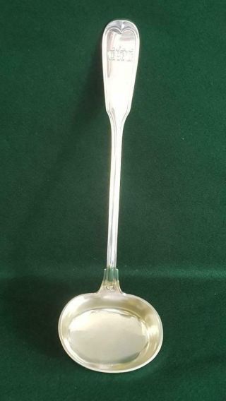 Magnificent 19th Century Solid 900 Continental Silver Generous Size Soup Ladle