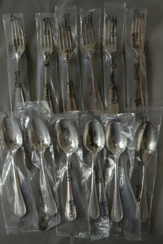 Christofle Spatours Entremet Cheese Salad Set 12 Forks Spoons Silver Plated