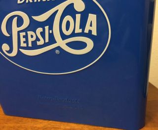 Vintage Style Retro Blue Metal Pepsi Cola Cooler with Bottle Opener Made In USA 3