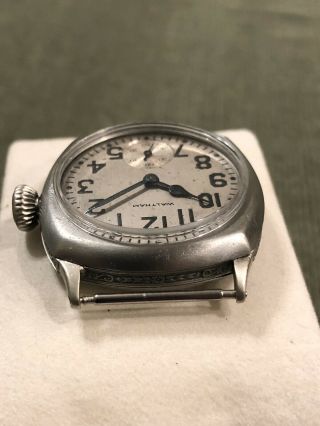 Vintage 1929 Post WWI WALTHAM Military Trench Watch 3/0 Illinois Case - TICKING 4
