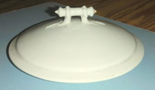 Antique White Stoneware Lid For A Chamber Pot With Rope Design Handle