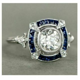 Certified Vintage Art Deco White Round Diamond 14k White Gold Engagement Ring