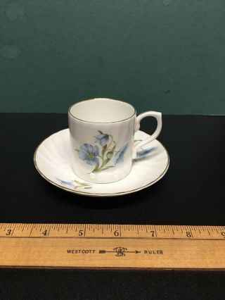 Vintage Regency Bone China England Tea Cup And Saucer With Blue Flowers