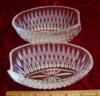 2 Vintage Clear Glass Spoon Rests - Oval Shaped