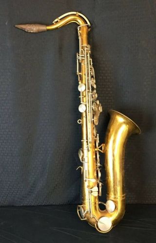 1930 - 35 Antique Old Brass Cleveland Tenor Saxophone By H.  N.  White Co.
