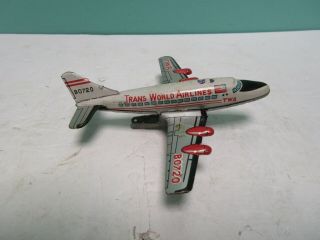Vintage Mini Tin Toy Twa Tin Litho Jet Plane Friction Japan Trans World Airlines