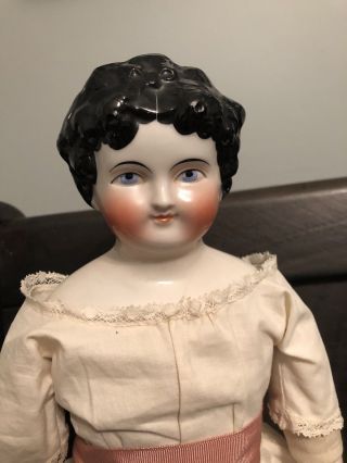 Antique 18.  5” German China Doll W Dolly Madison Hairstyle Unusual Face “as Is”