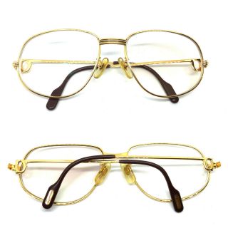 CARTIER Romance Louis Vintage Eyeglasses / Sunglasses Gold Silver 56 - 16 - 130 2